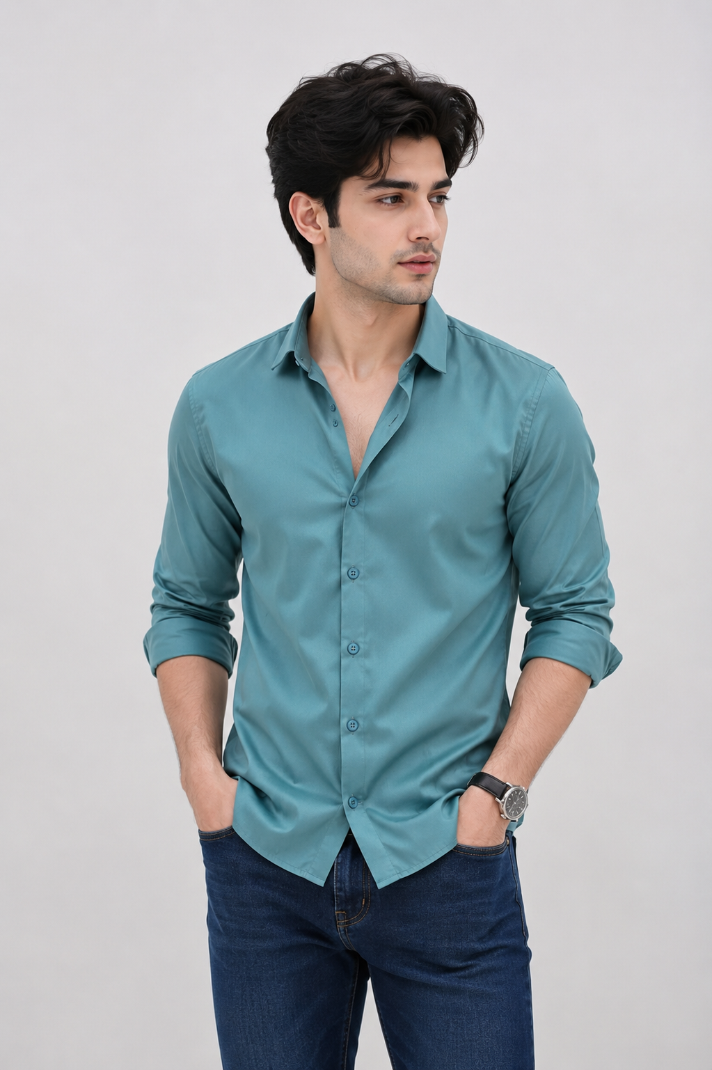 Classic Plain Satin Shirt for Men – Party & Office Wear