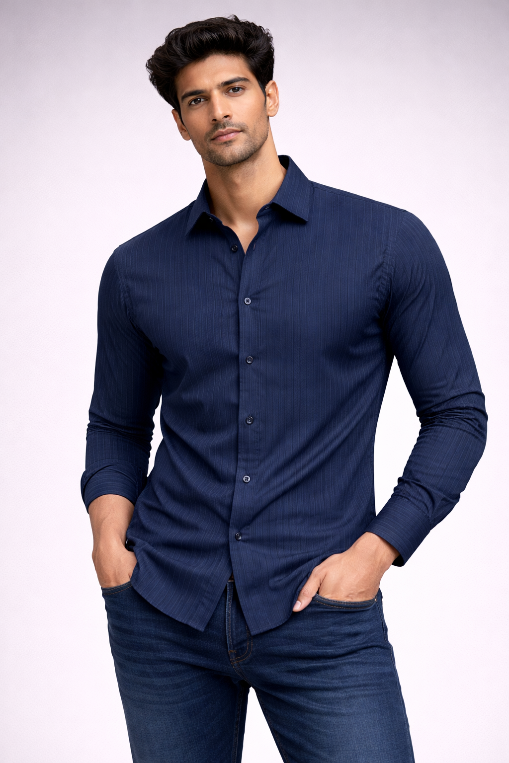 Lining Shirt With Jeans Combo