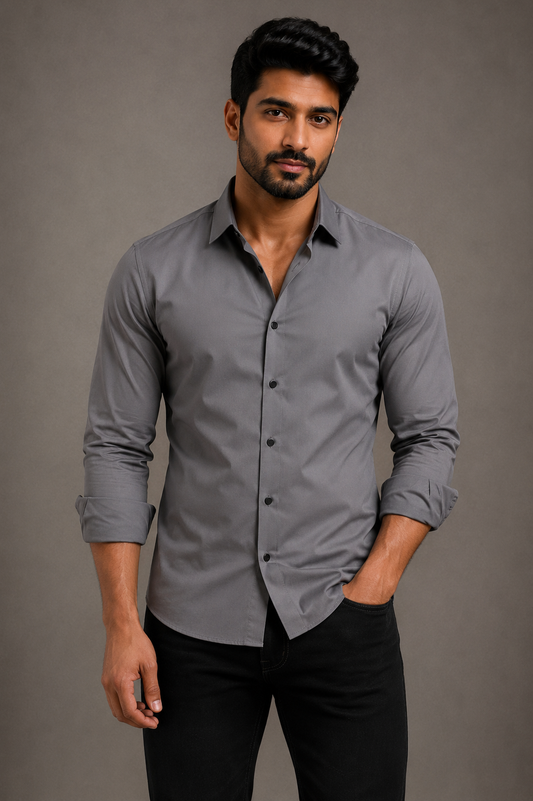Classic Plain Satin Shirt for Men – Party & Office Wear