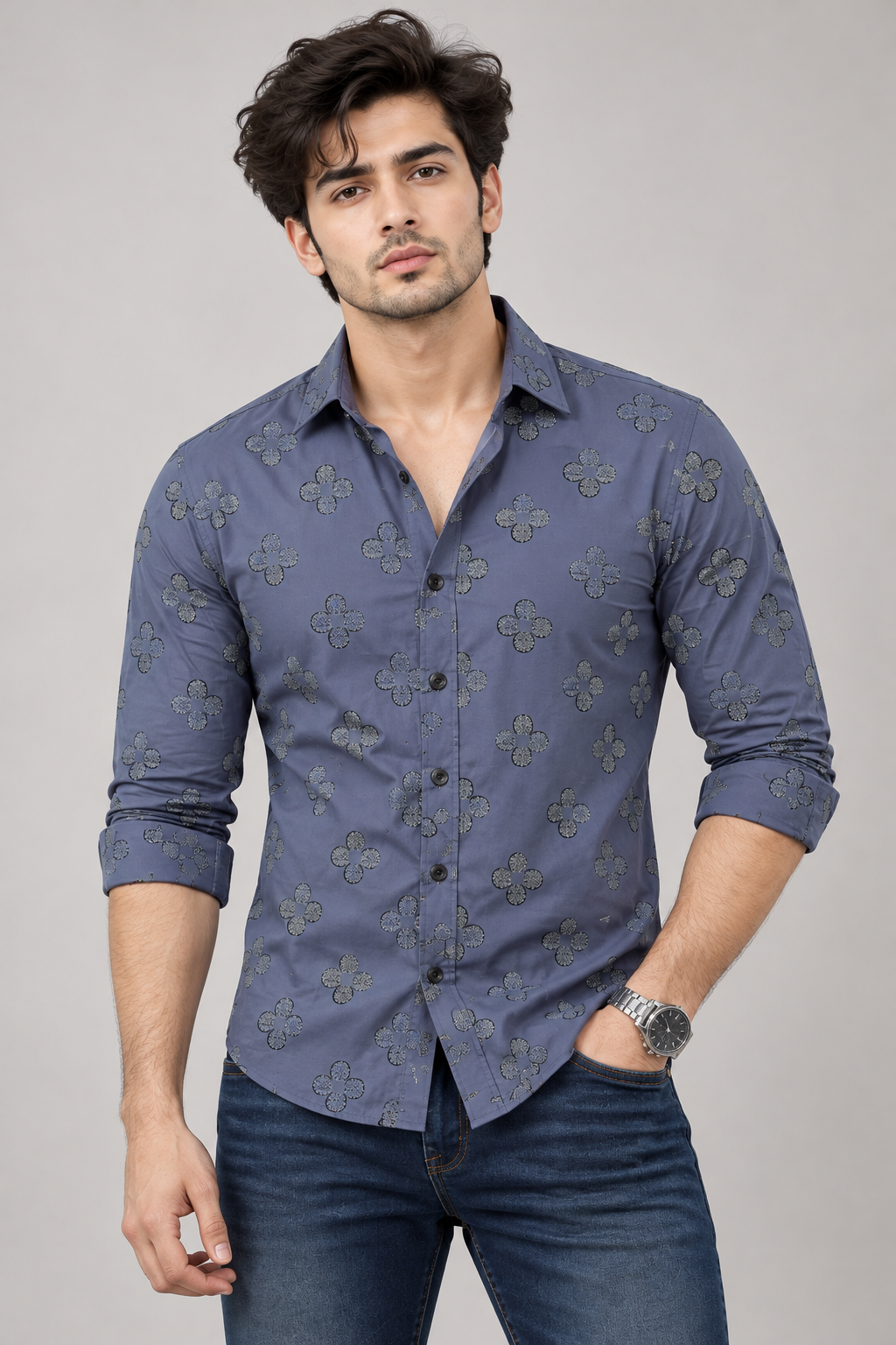 Kabira Printed Shirt With Jeans Combo