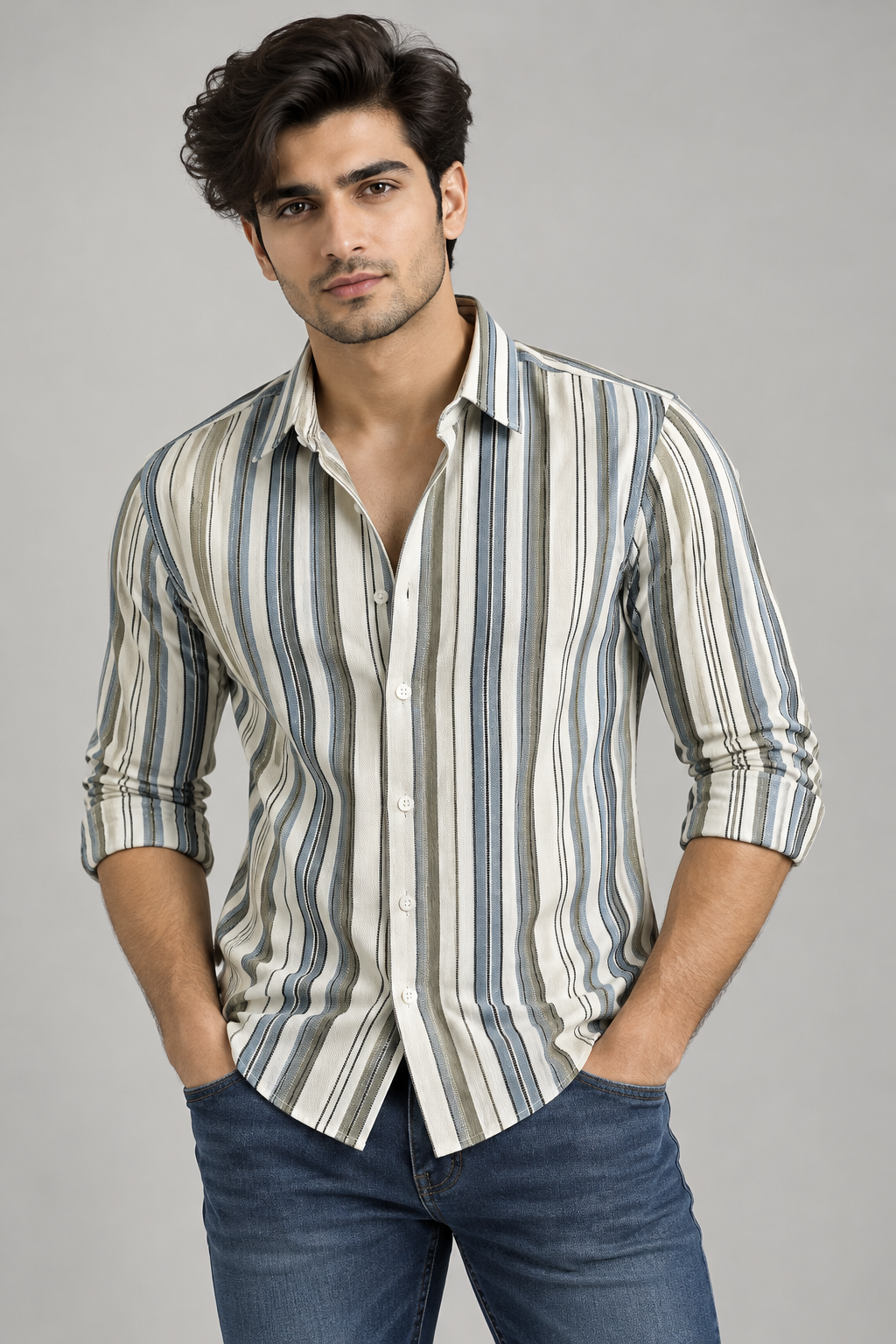 Kabira Lining Shirt With Jeans Combo