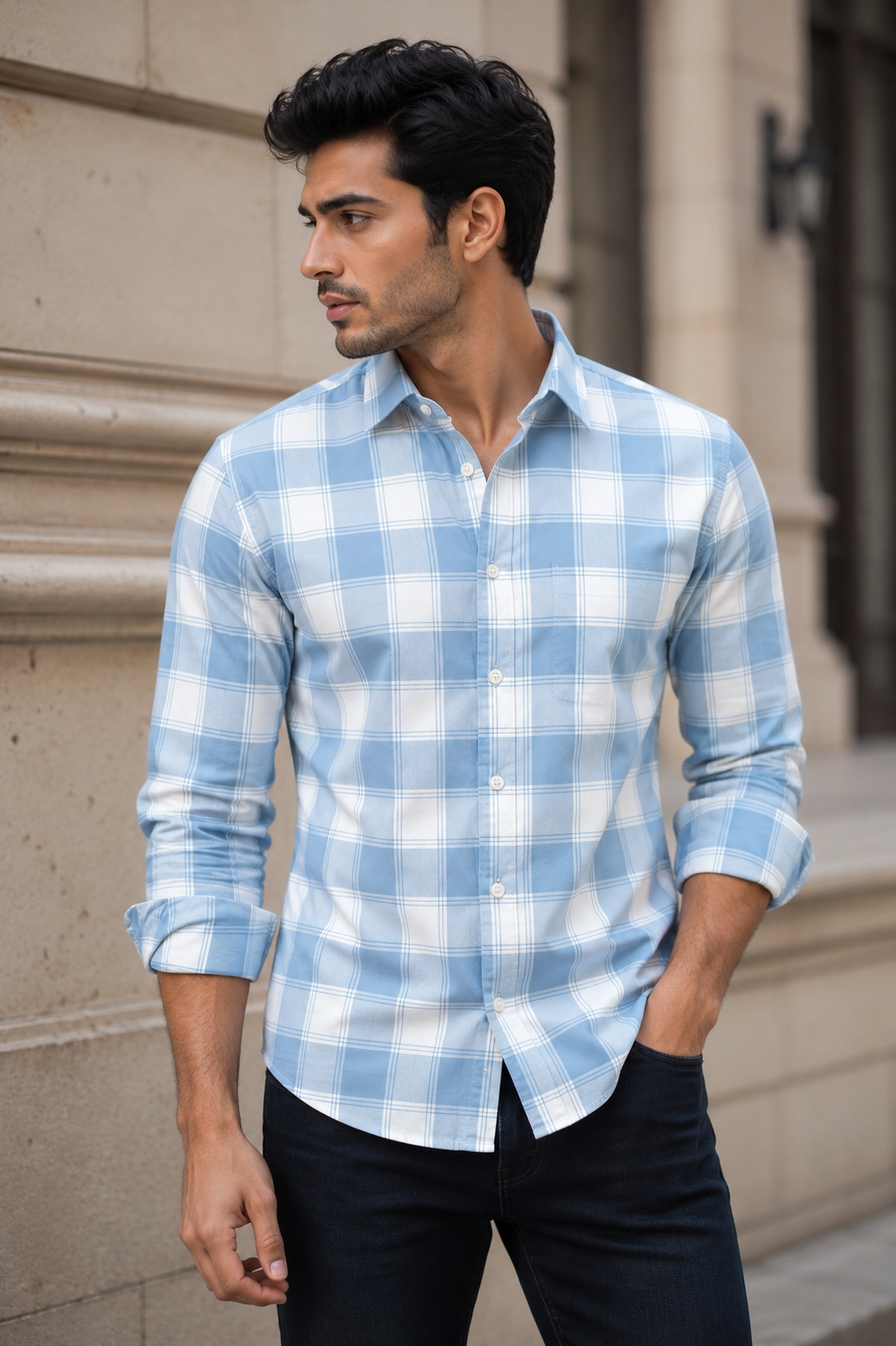 Checks Shirt With Jeans Combo