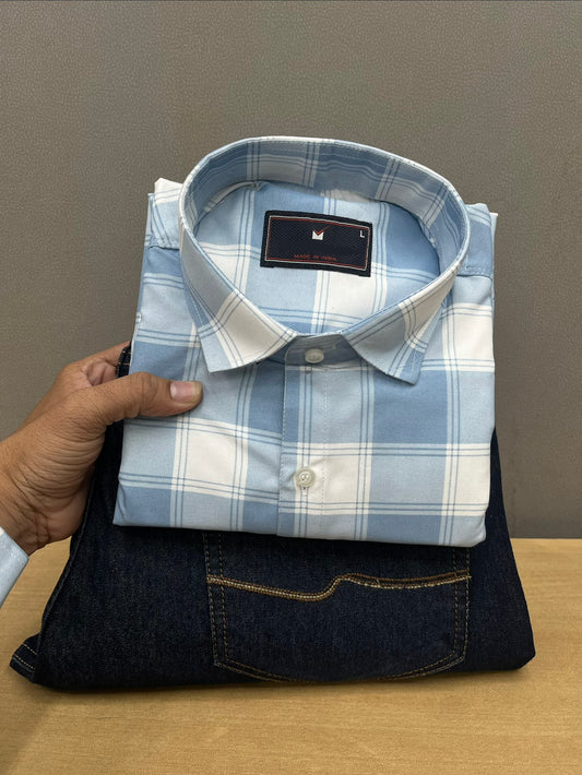 Checks Shirt With Jeans Combo