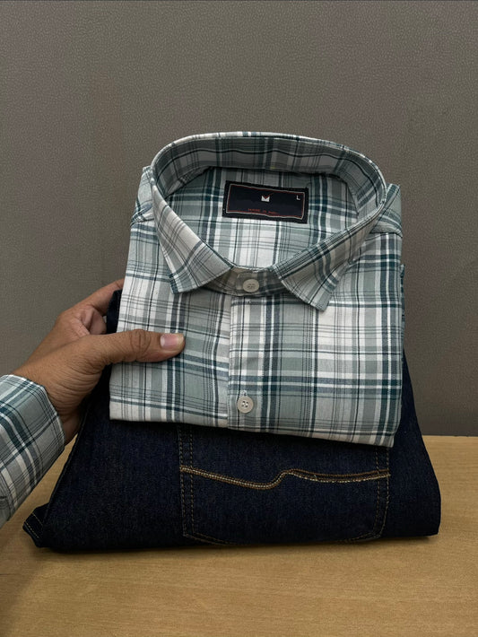 OXFORD CHECKERED SHIRT WITH JEANS COMBO