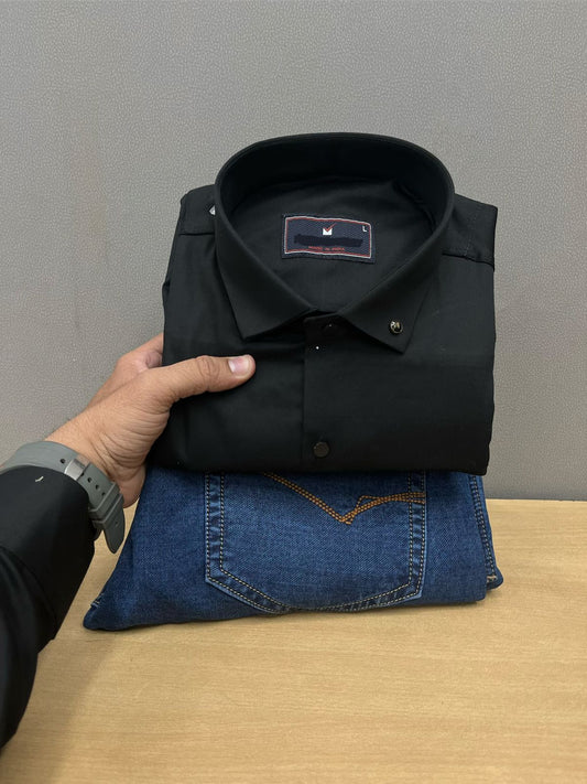 Satin Shirt With Jeans Combo