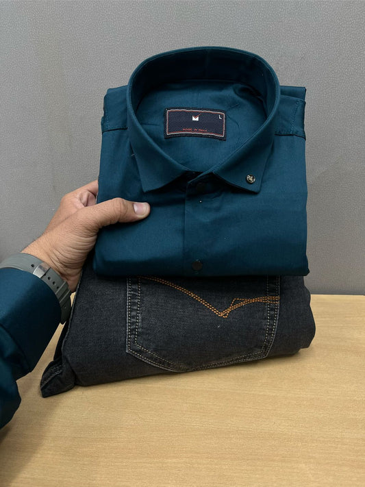 Satin Shirt With Jeans Combo