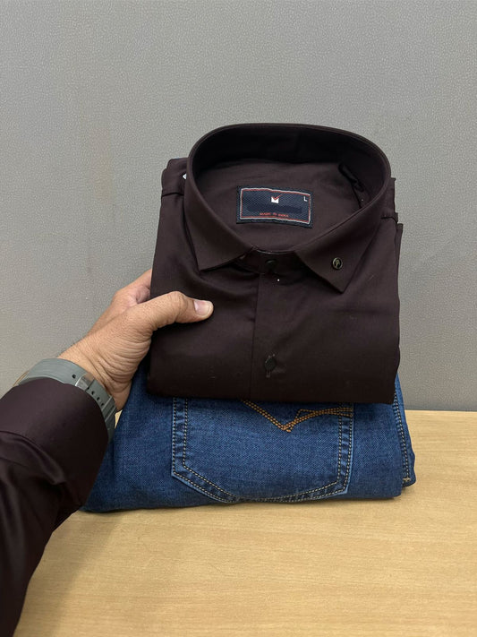 Satin Shirt With Jeans Combo