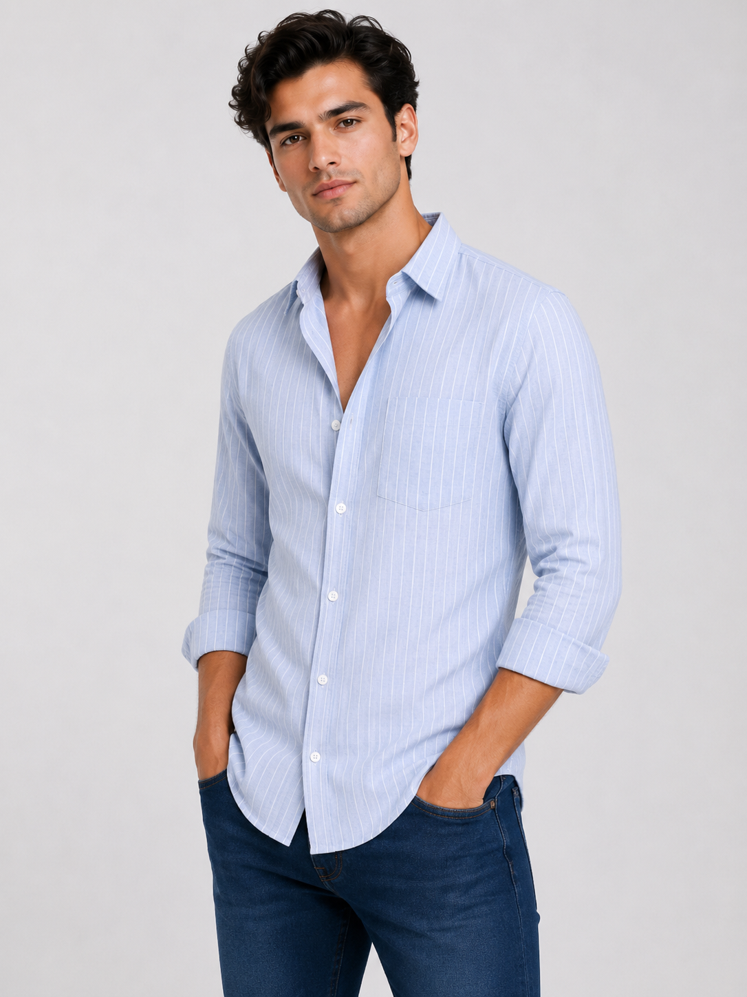 Lining Shirt With Jeans Combo