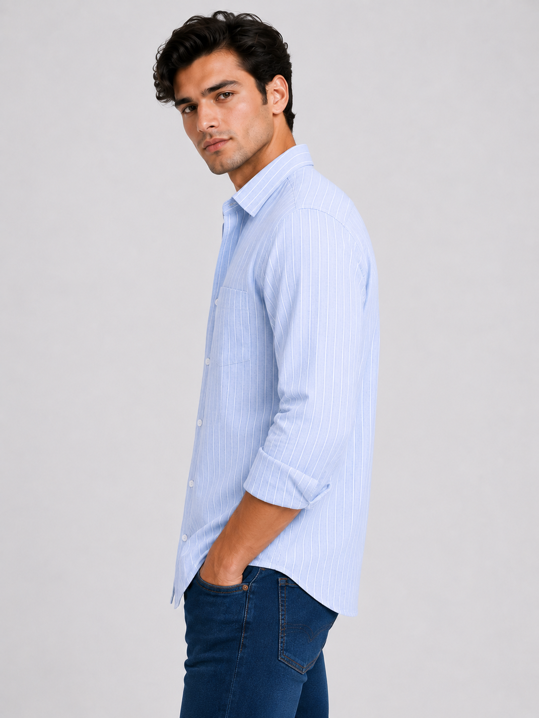 Lining Shirt With Jeans Combo