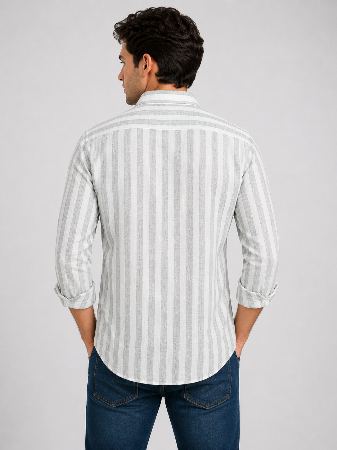 Linen Lining Shirt With Jeans Combo