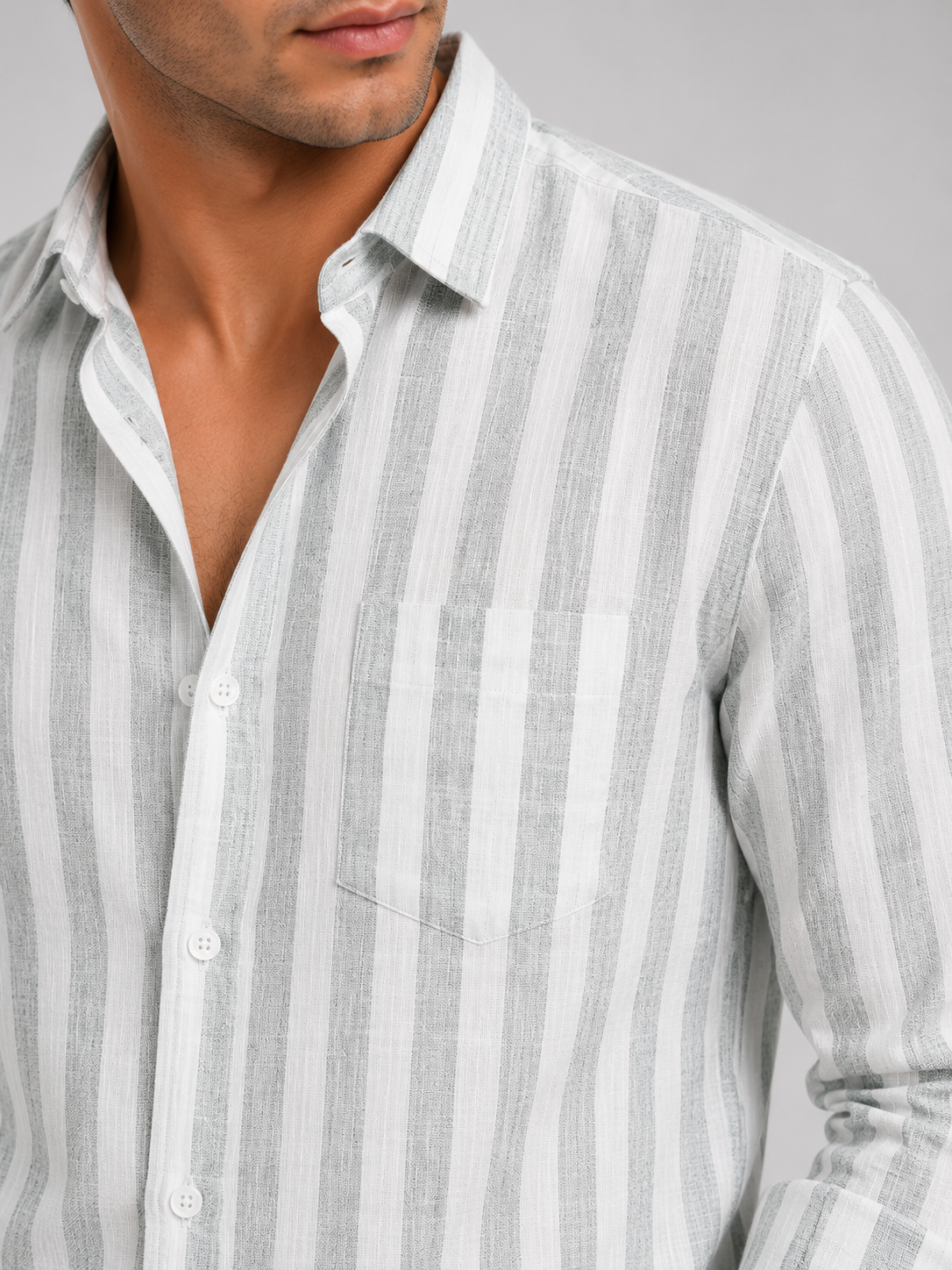 Linen Lining Shirt With Jeans Combo
