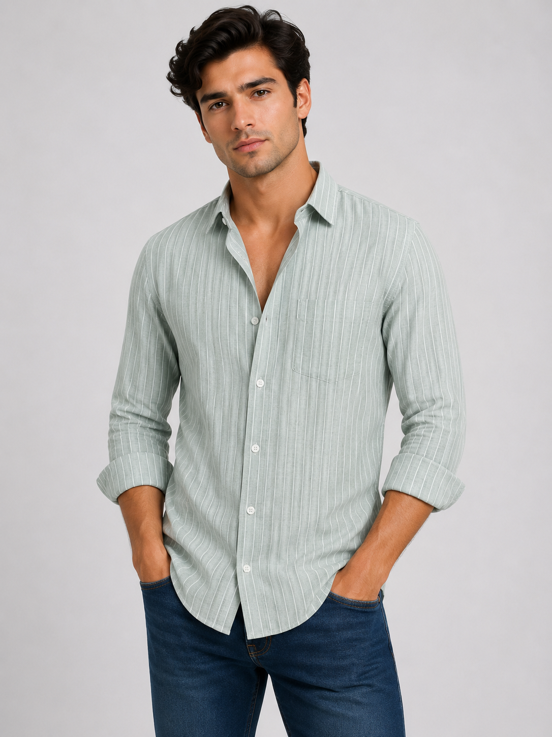 Lining Shirt With Jeans Combo