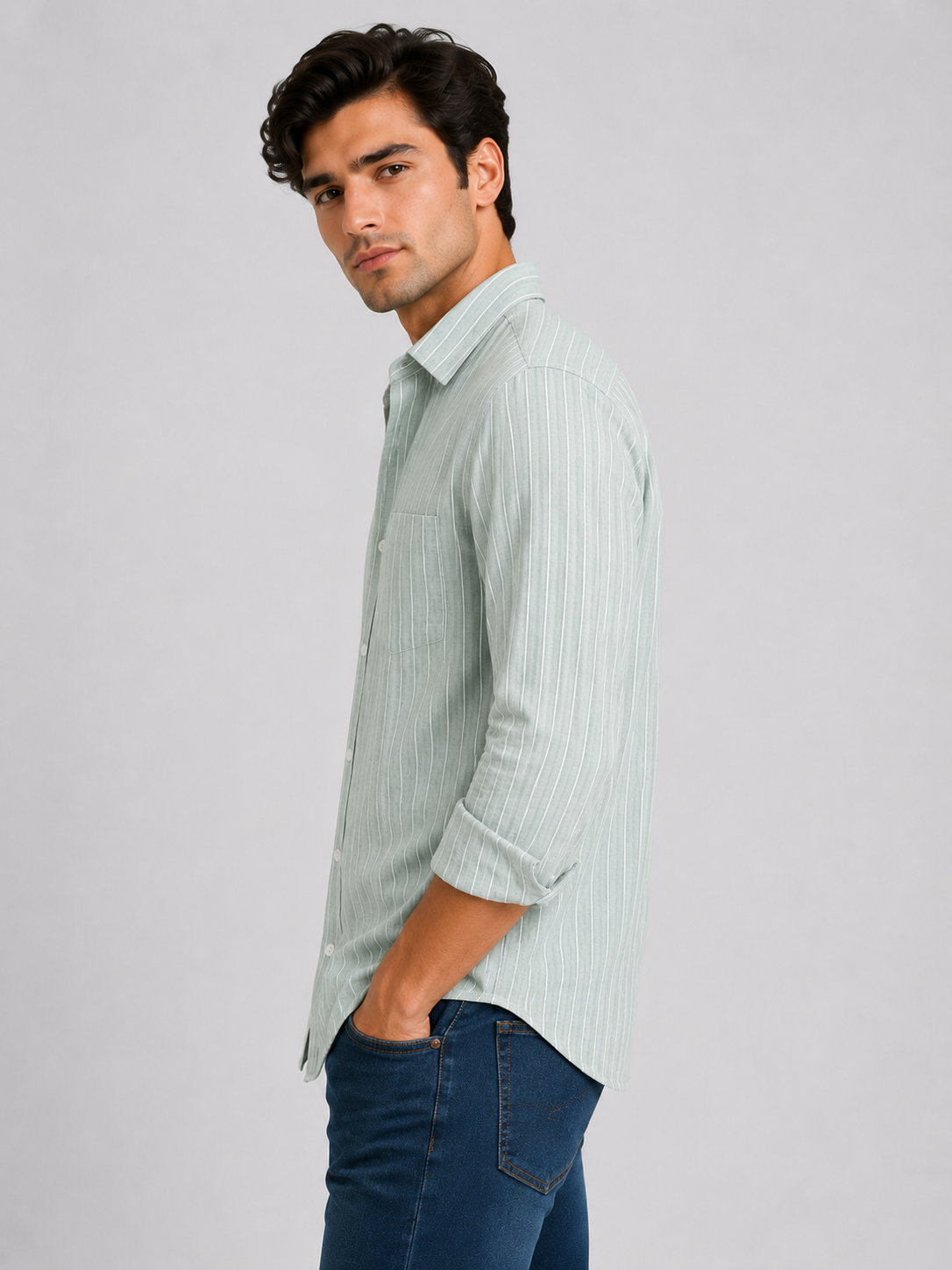 Lining Shirt With Jeans Combo