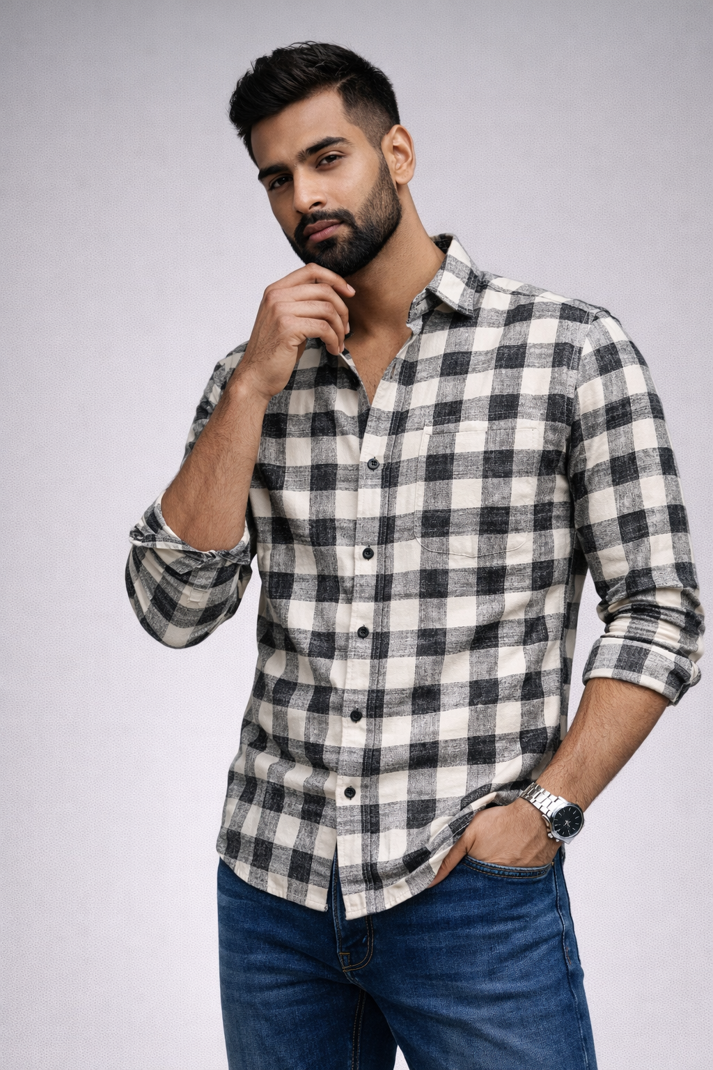 Checks Shirt With Jeans Combo