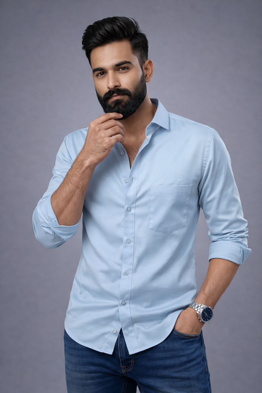 Classic Plain Satin Shirt for Men – Party & Office Wear