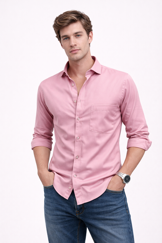 Classic Plain Satin Shirt for Men – Party & Office Wear