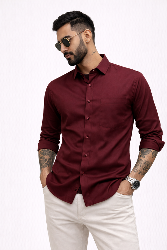 Classic Plain Satin Shirt for Men – Party & Office Wear