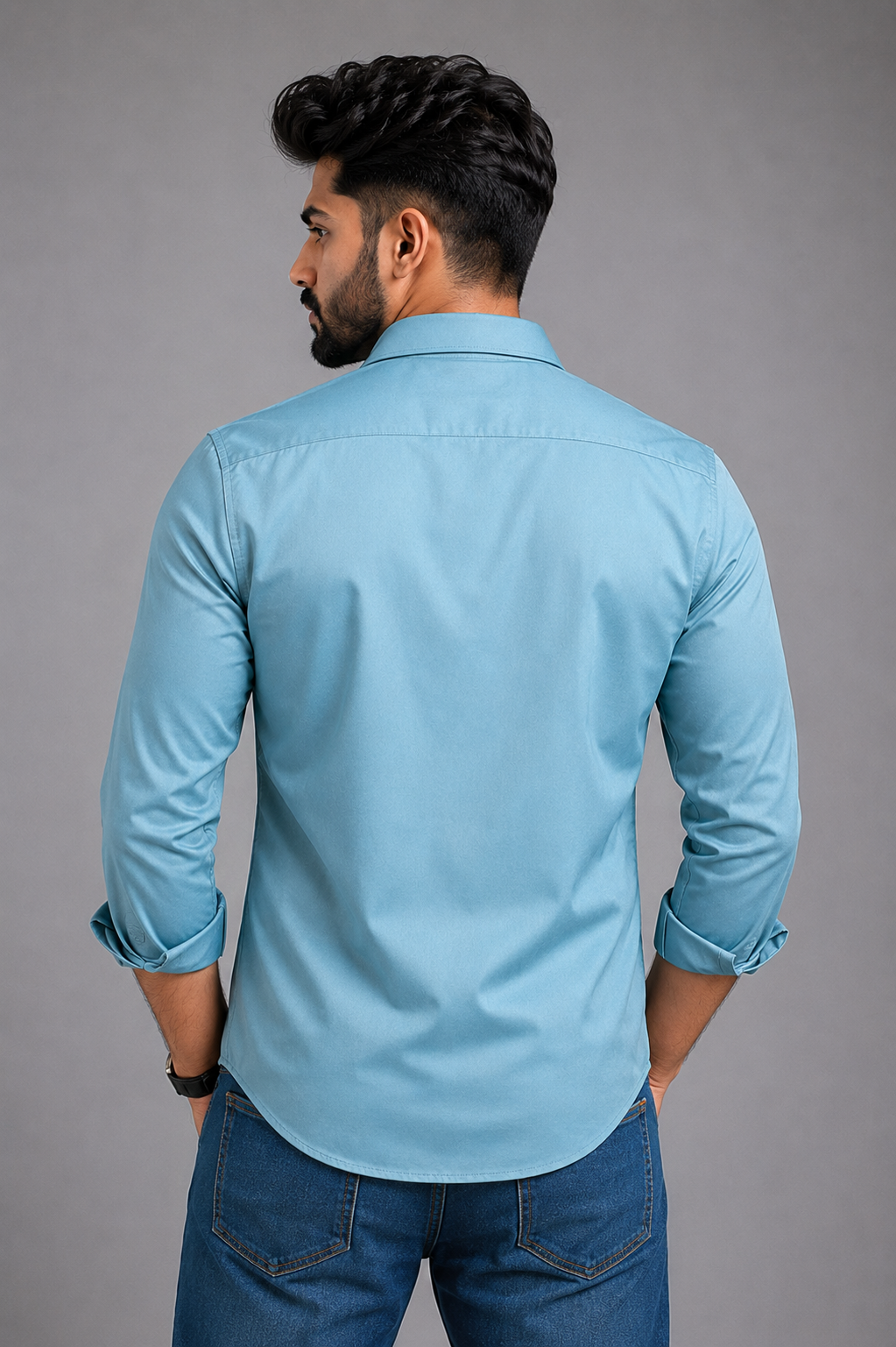 Plain Satin Shirt With Jeans Combo