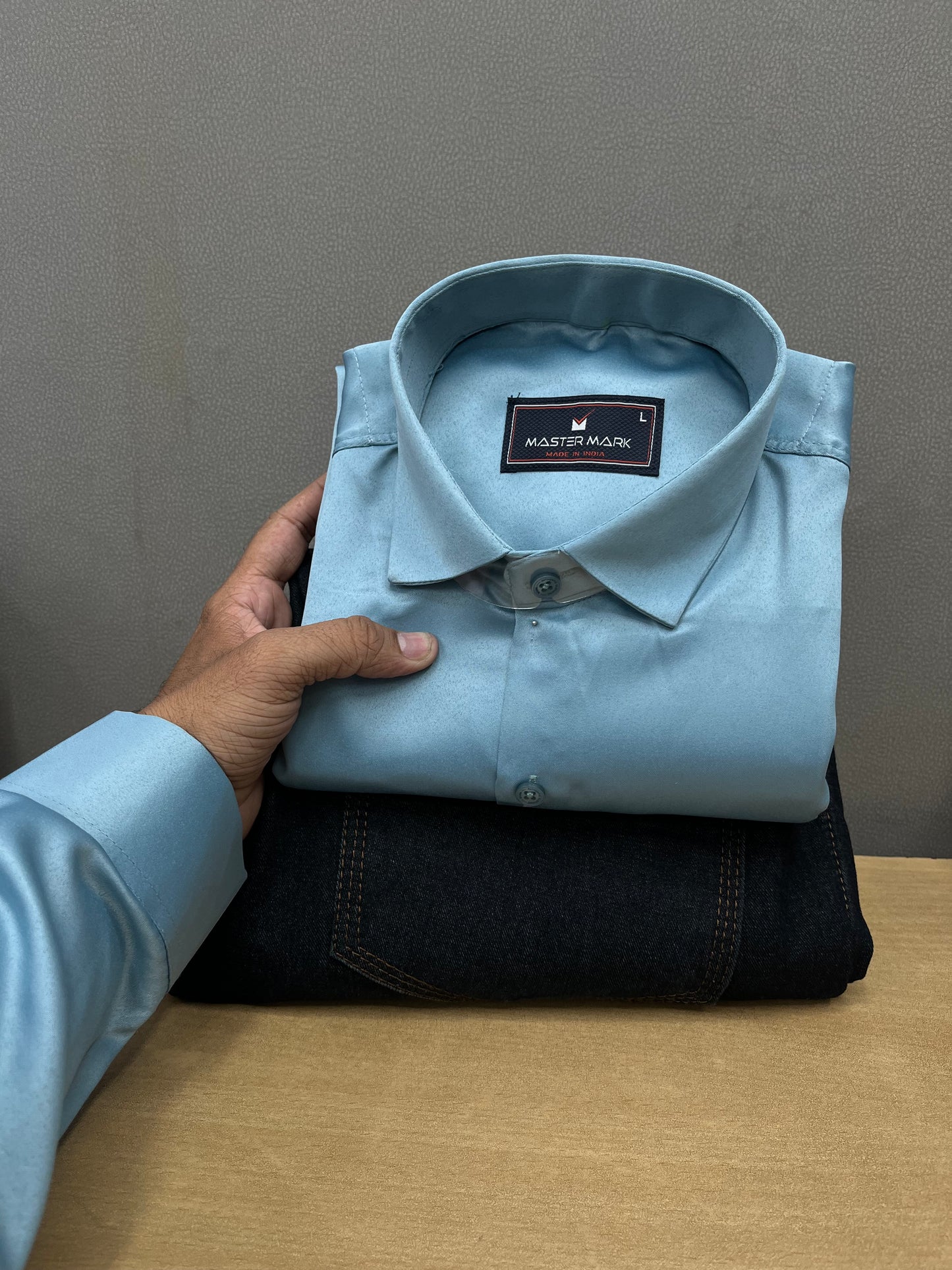 Plain Satin Shirt With Jeans Combo
