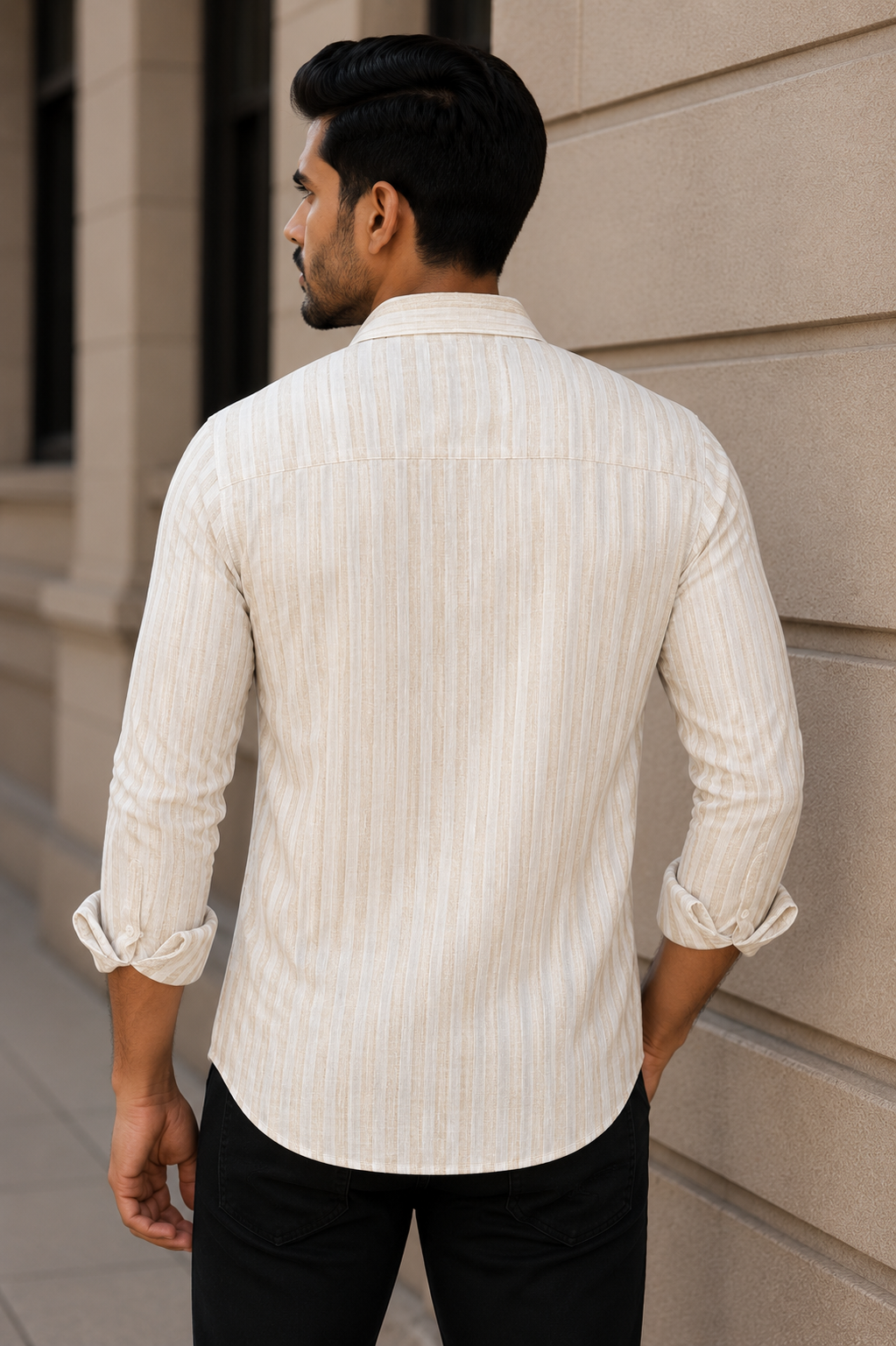Linen Lining Shirt With Jeans Combo