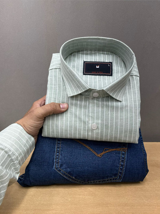 Lining Shirt With Jeans Combo