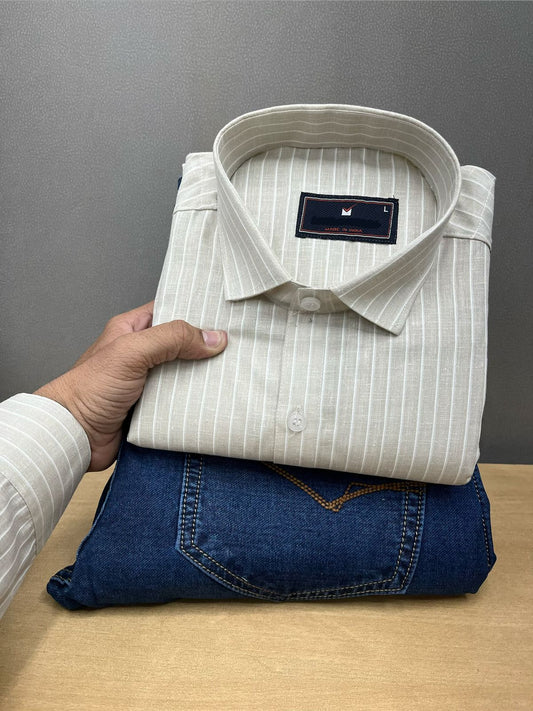 Lining Shirt With Jeans Combo