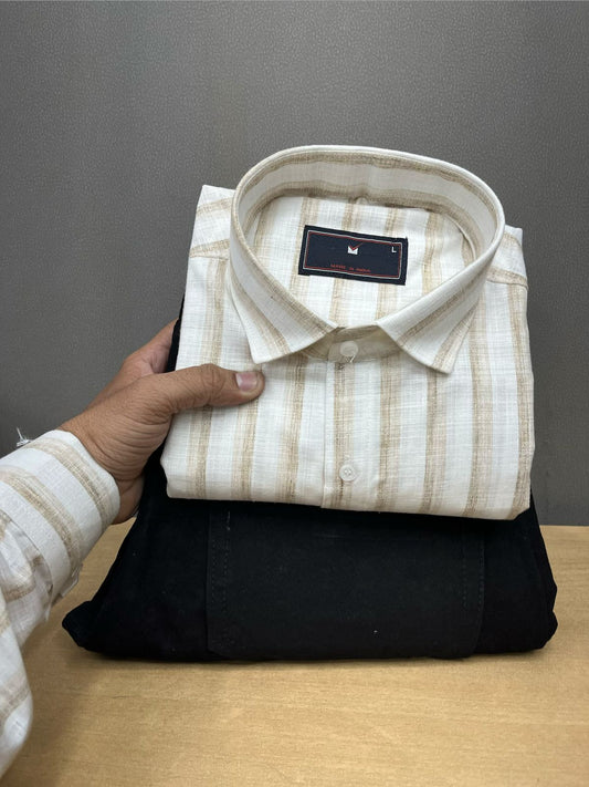 Linen Lining Shirt With Jeans Combo
