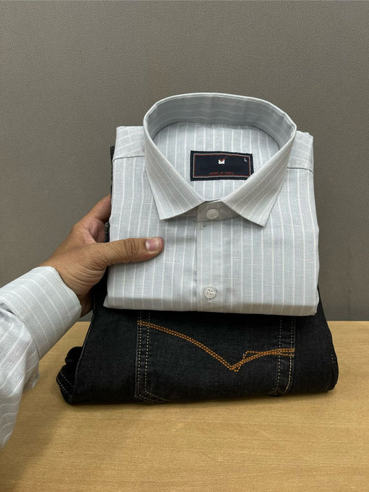 Lining Shirt With Jeans Combo
