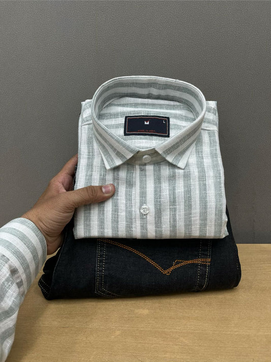 Linen Lining Shirt With Jeans Combo
