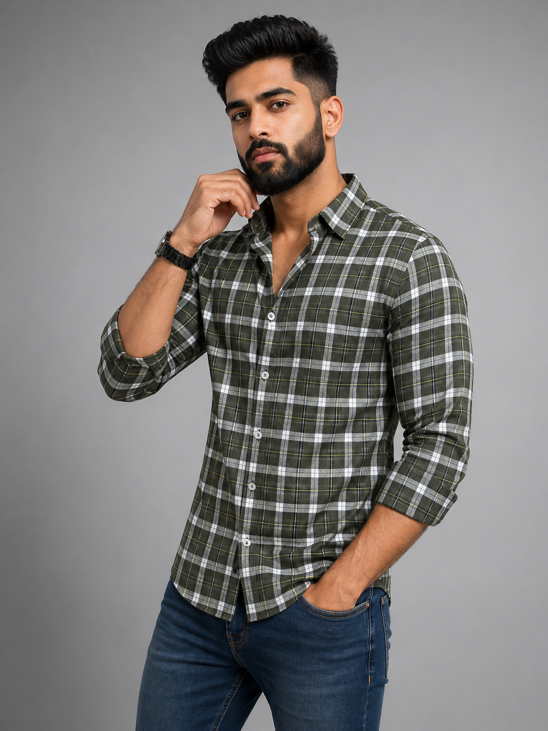 Checks Shirt With Jeans Combo