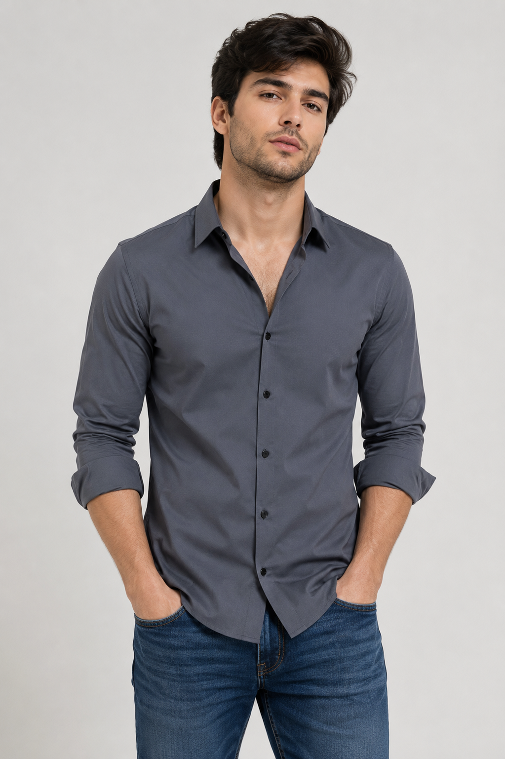 Satin Shirt With Jeans Combo