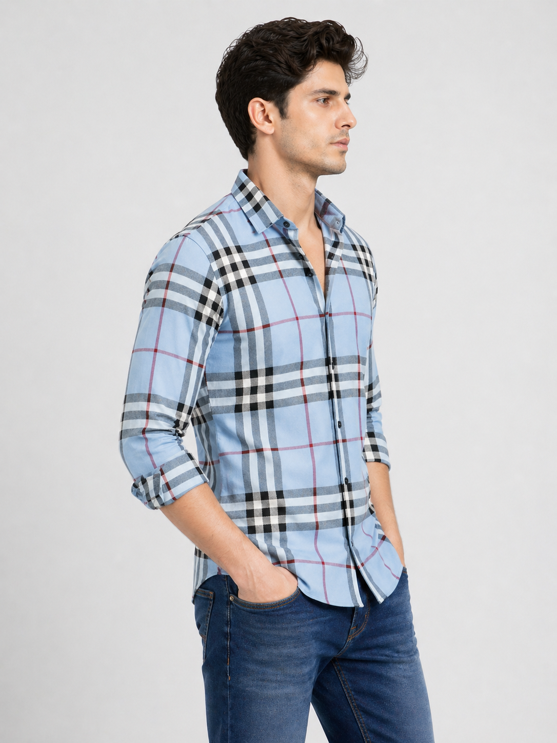 Checks Shirt With Jeans Combo