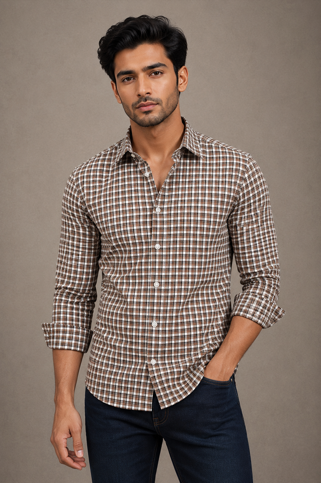 Checks Shirt With Jeans Combo