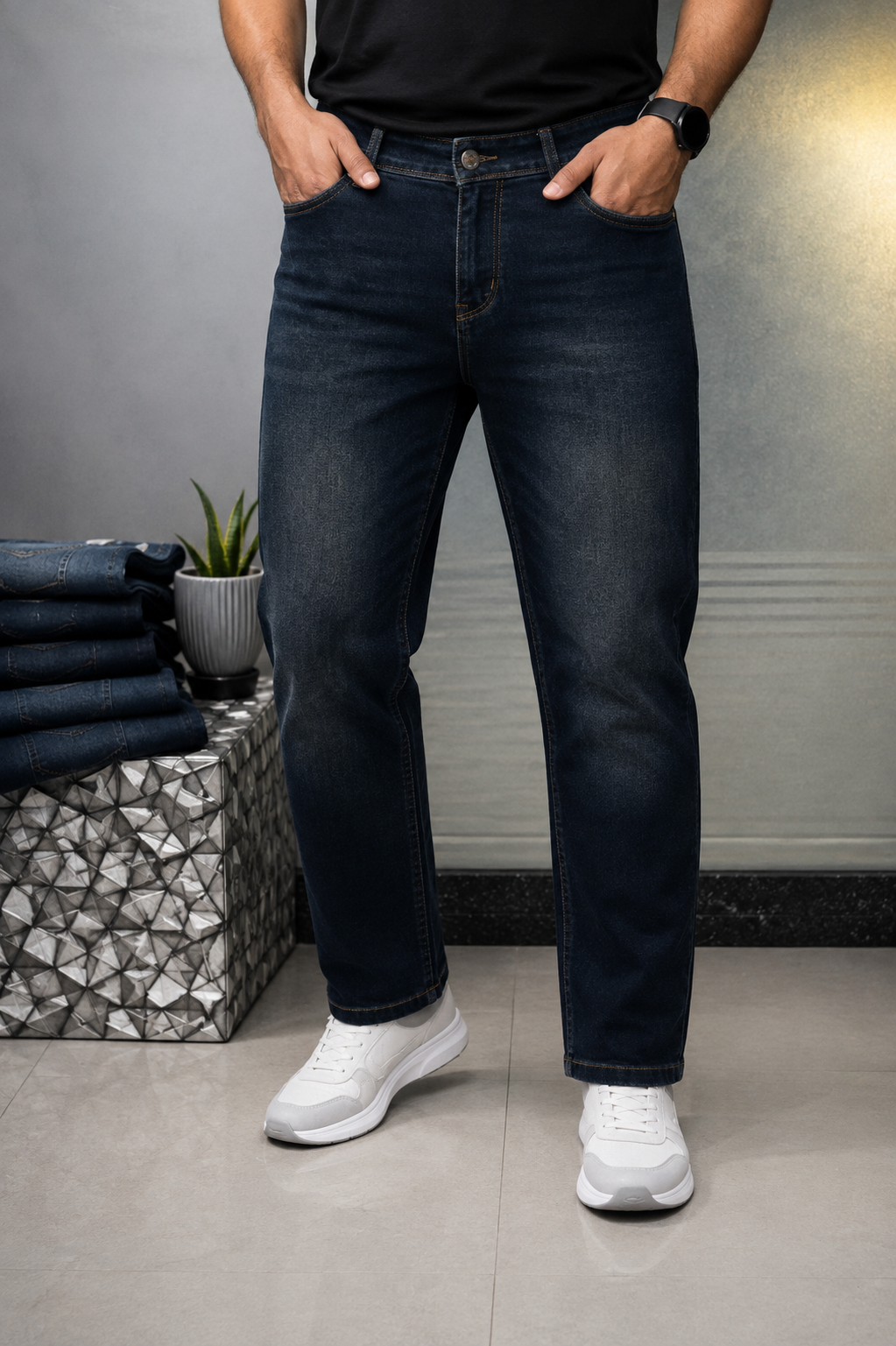 Plain Satin Shirt With Jeans Combo