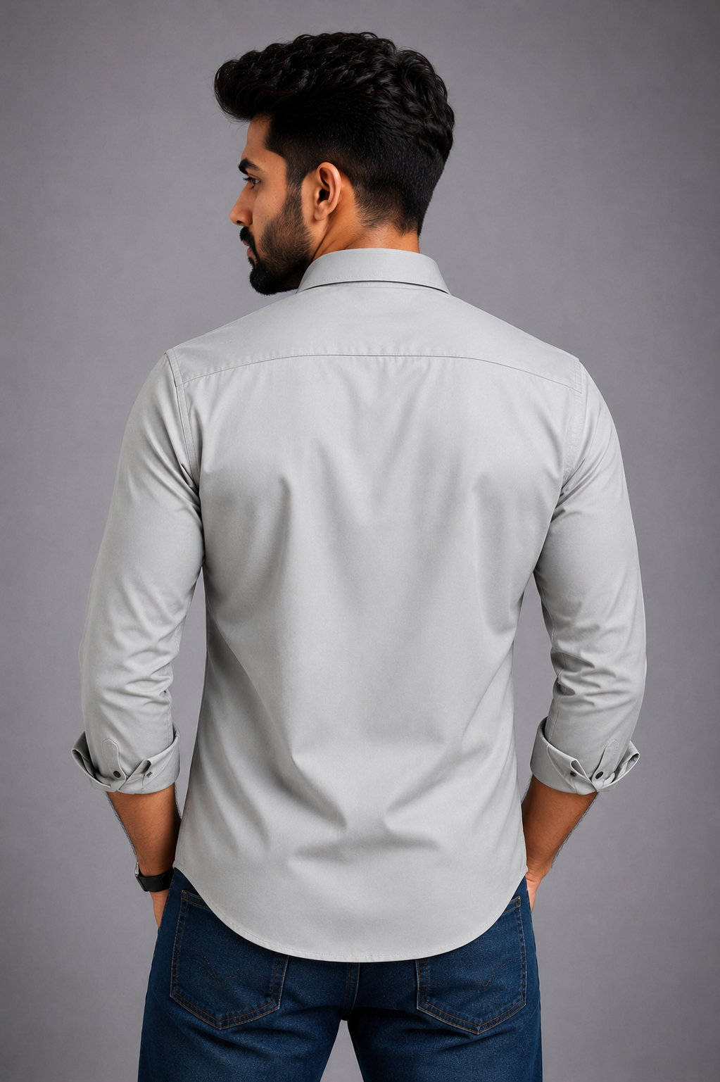 Plain Satin Shirt With Jeans Combo