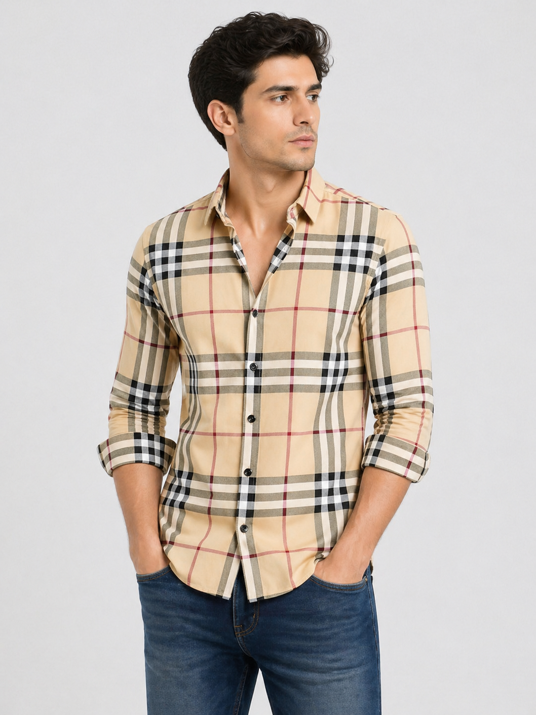 Checks Shirt With Jeans Combo