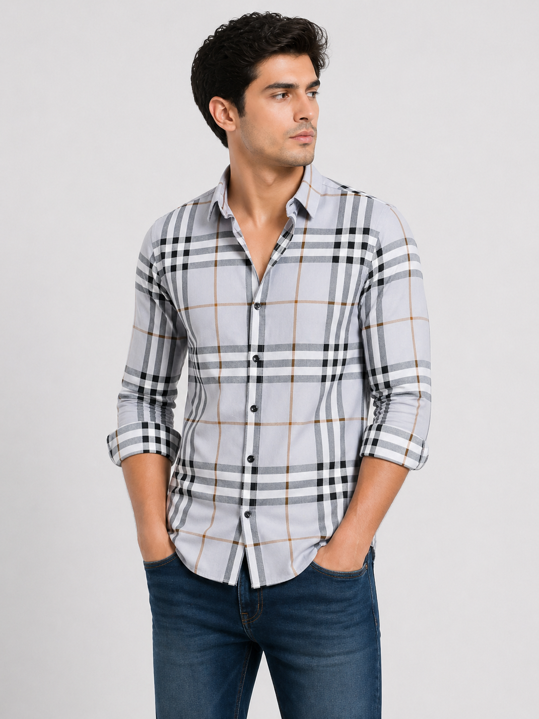 Checks Shirt With Jeans Combo