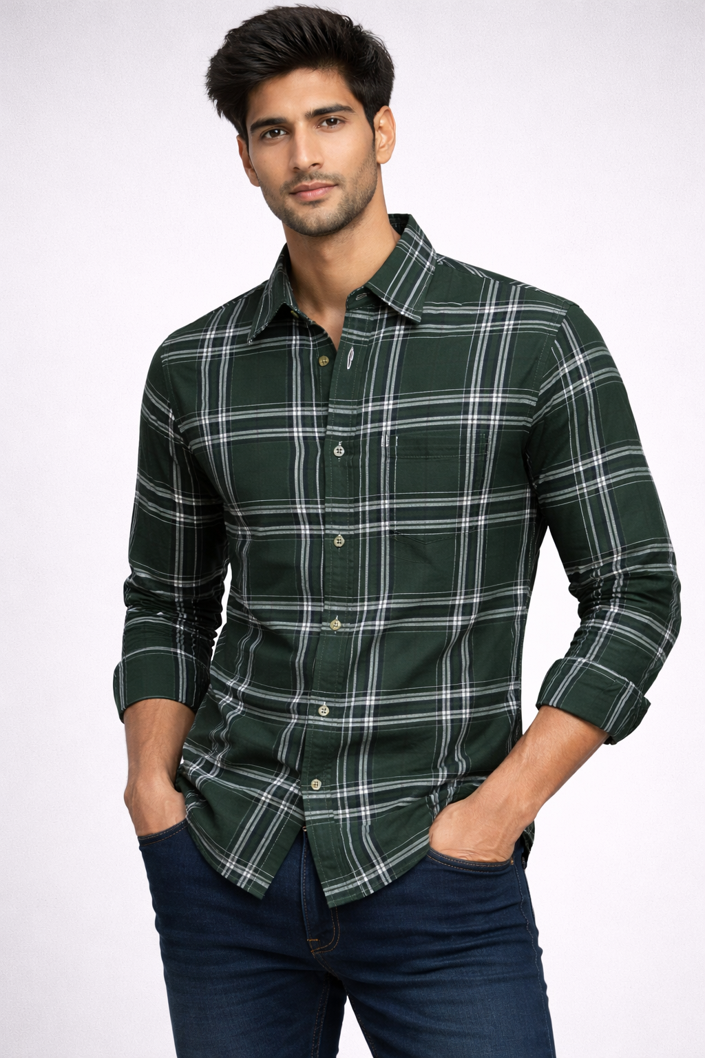 Checks Shirt With Jeans Combo