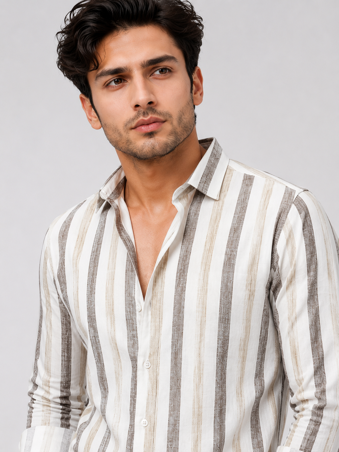 Linen Lining Shirt With Jeans Combo
