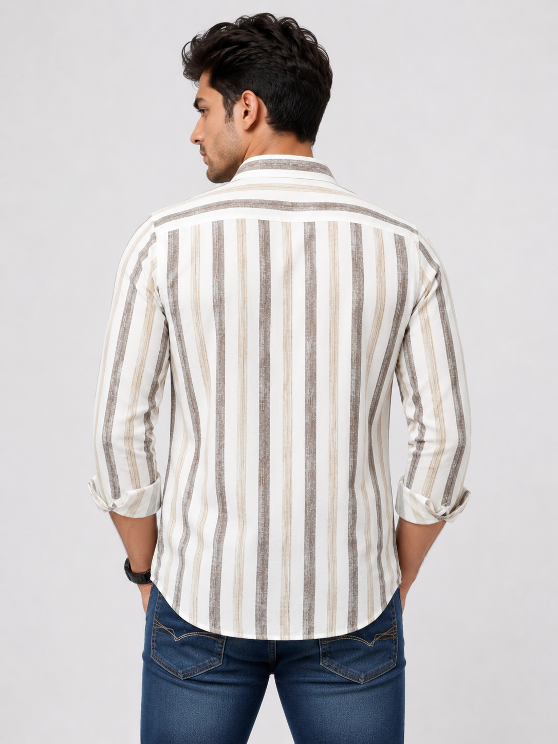 Linen Lining Shirt With Jeans Combo