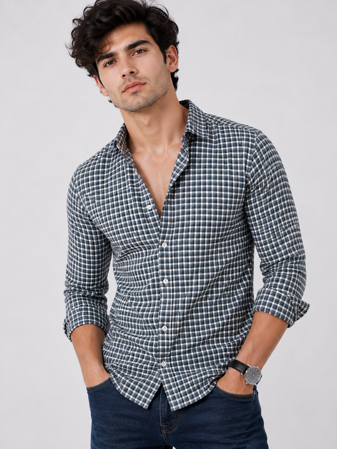 Checks Shirt With Jeans Combo