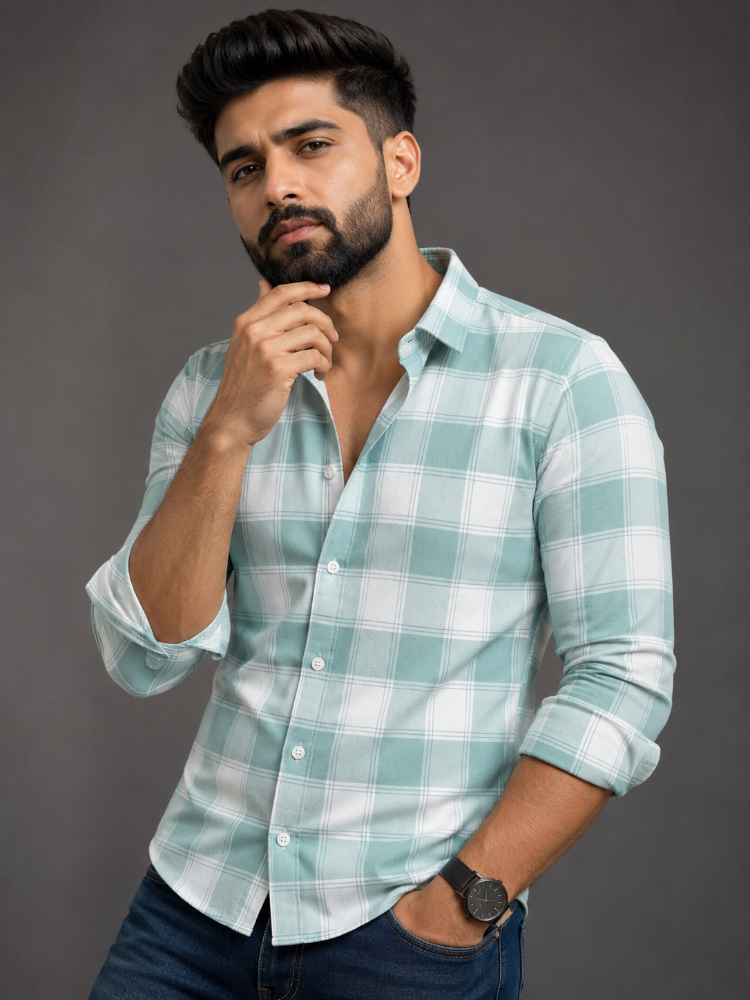 Checks Shirt With Jeans Combo