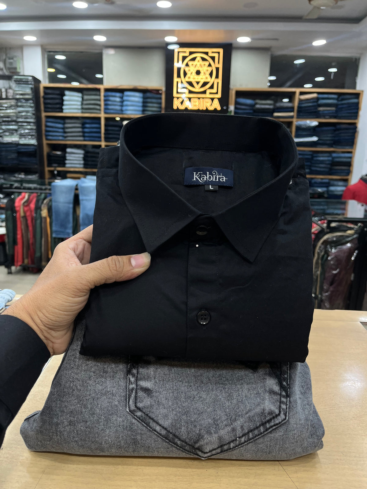 Plain Satin Shirt With Jeans Combo