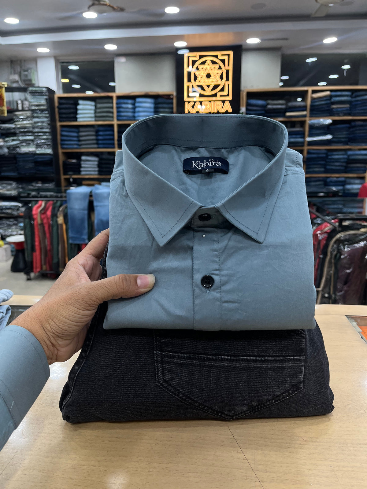 Plain Satin Shirt With Jeans Combo