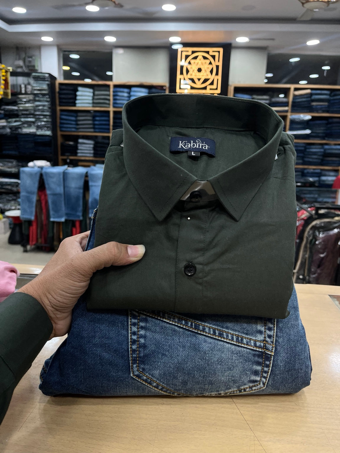 Plain Satin Shirt With Jeans Combo