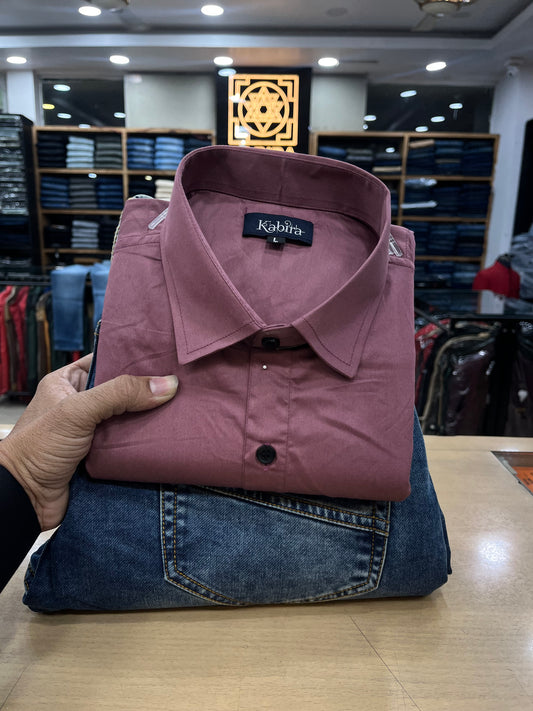 Plain Satin Shirt With Jeans Combo