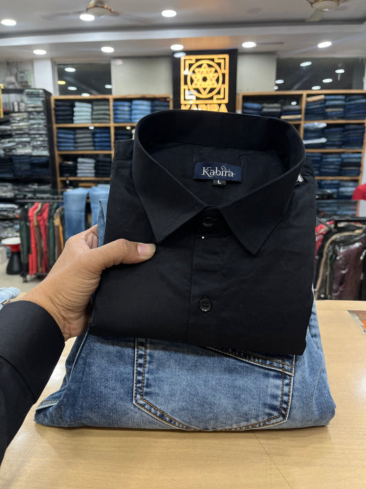Plain Satin Shirt With Jeans Combo