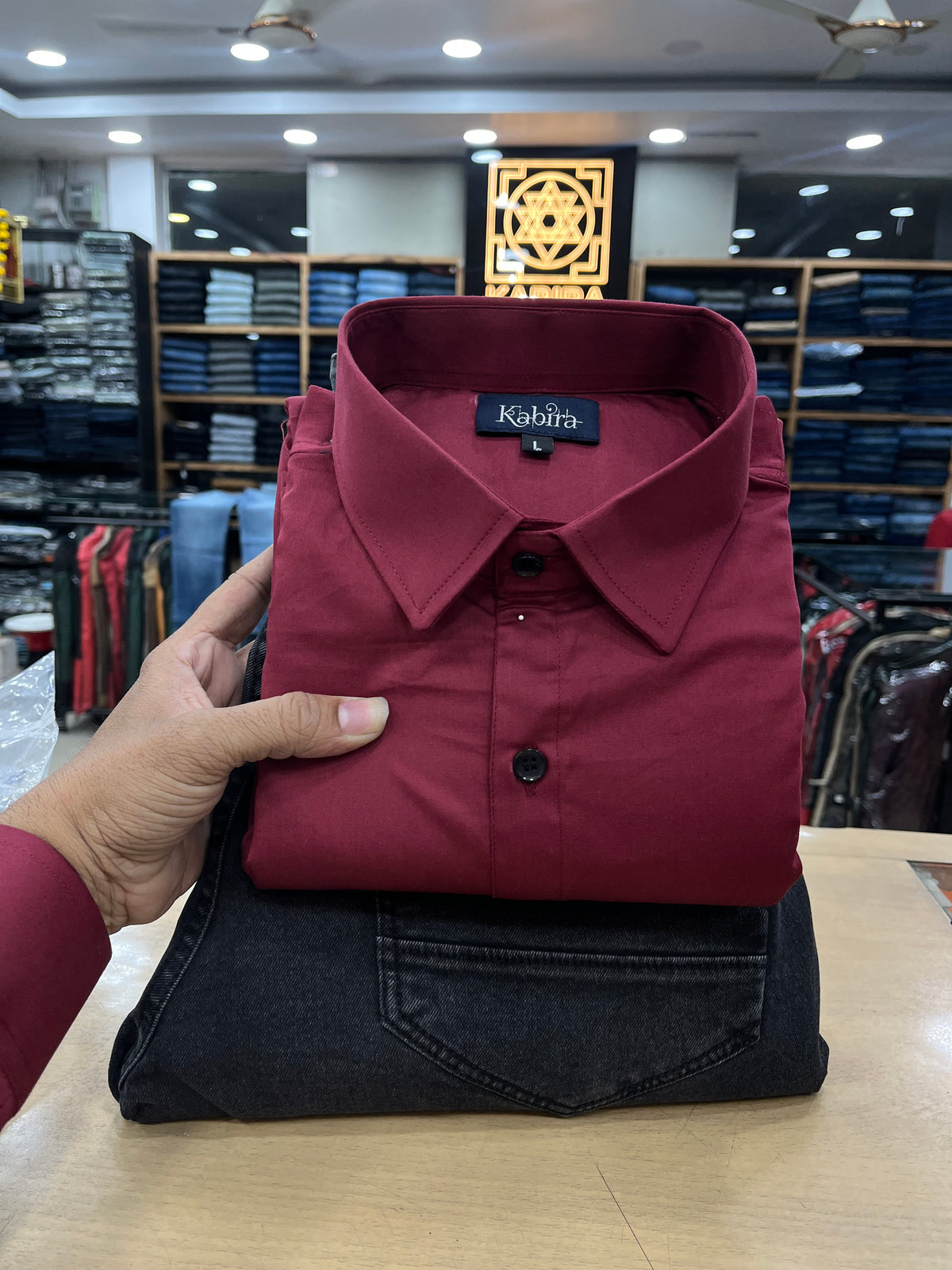 Plain Satin Shirt With Jeans Combo