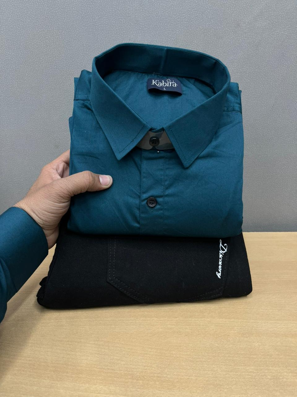 Satin Plain Shirt With Jeans Combo