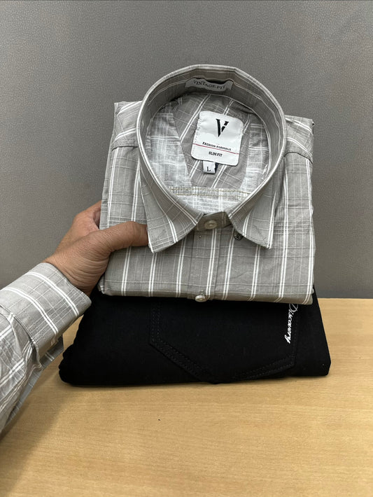 Lining Shirt With Jeans Combo